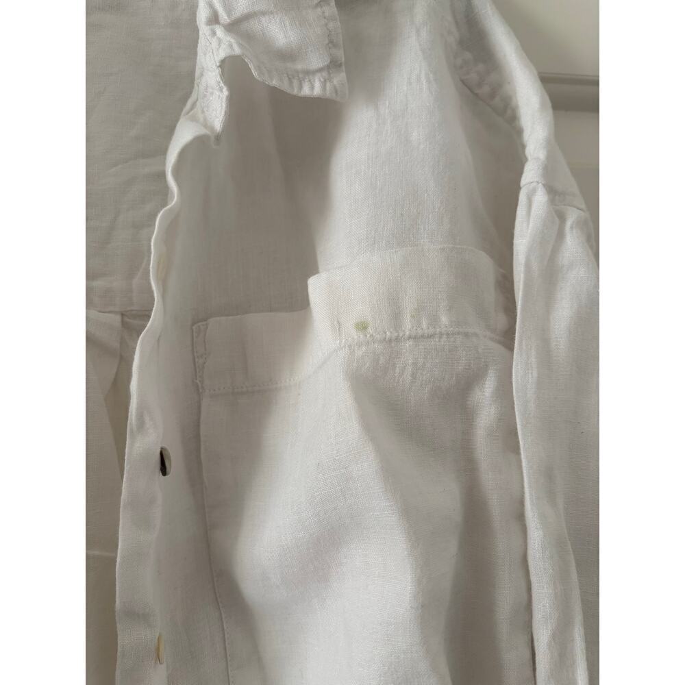 Cynthia Rowley White 100% Linen Button Up Shirt Women Small Long Sleeve Top - Picture 3 of 6